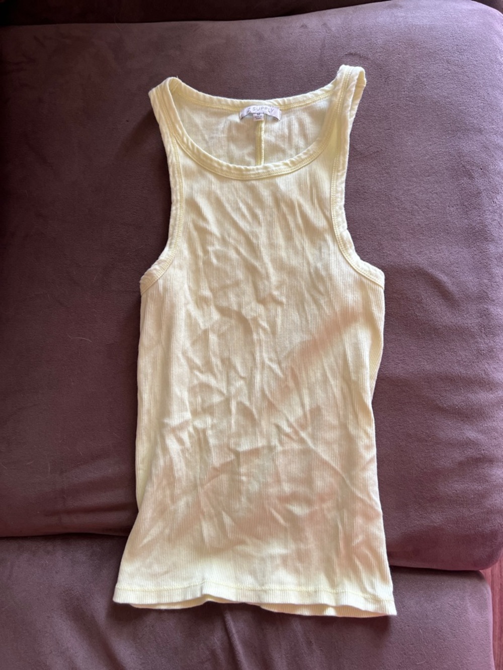 Ribbed Tank Top - Pale Yellow